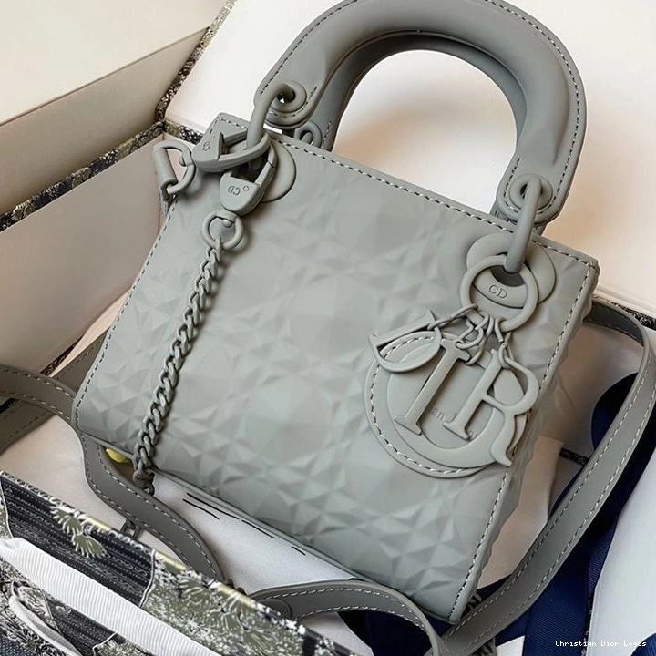 Cheap Bag Dior Ultramatte Cannage Grey Lady Frosted Calfskin Mini 0815 Luxury